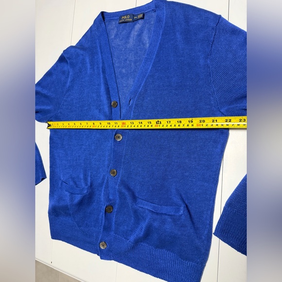 Polo Ralph Lauren 100% linen blue cardigan sweater - Picture 10 of 14